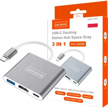 USB hub Adaptér HUB USB-C Zenwire 3v1 HDMI USB 3.0 DEX Thunderbolt Macbook M1 M2 M3
