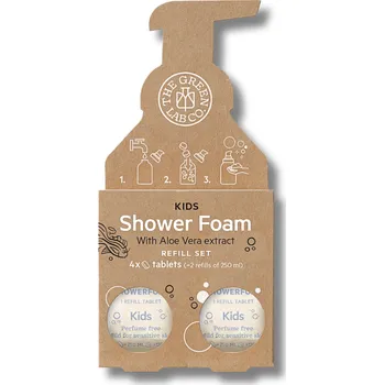 Sprchový gel The Green Lab Co | Ekologická dětská sprchová pěna v tabletách - bez parfemace pro každodenní mytí • s Aloe Vera • šetrné složení bez chemie a plastu