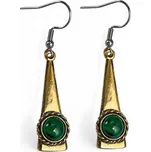 TRIANGLE, náušnice, bronz, malachit