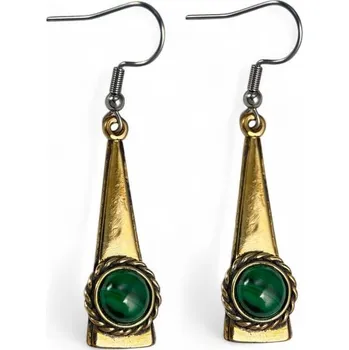 Náušnice TRIANGLE, náušnice, bronz, malachit