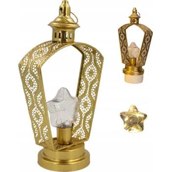 Vánoční dekorace DEKORATIVNÍ ZLATÁ LED LAMPA HVĚZDA NA BATERIE VÁNOČNÍ OZDOBA