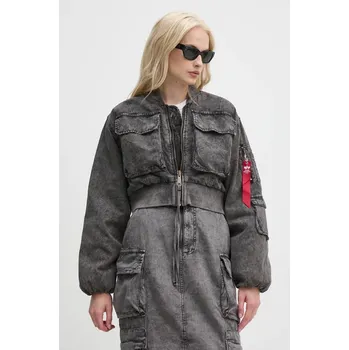 Bomber bunda Alpha Industries šedá barva, zimní, oversize, 148008 90Y, vel. S