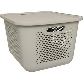 Úložný box BÉŽOVÝ ÚLOŽNÝ BOX S VÍKEM AERA 19,6L, 38,2x32,7x22,8 cm