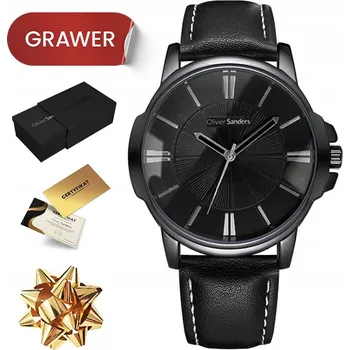 Hodinky Pánské hodinky Olivier Sanders analogové quartzové s koženým páskem černé