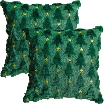 Povlečení POVLEČENÍ NA POLŠTÁŘE VÁNOČNÍ POVLEČENÍ DEKORATIVNÍ X2 45x45cm 2ks