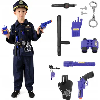 Karnevalový kostým SADA KOSTÝM POLICISTY PRO CHLAPCE 110-116/XS + DOPLŇKY