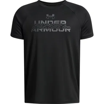 Dětská móda Dětské funkční tričko s krátkým rukávem Under Armour B TECH SPLIT WORDMARK SS TEE černé 1383010-003 - YL | UK 10,5 | US 11,5