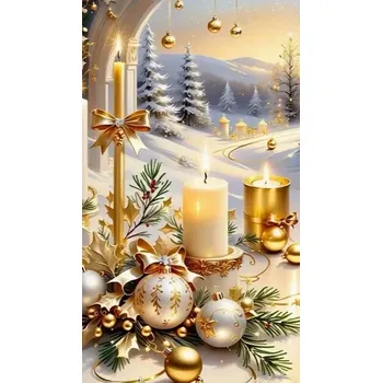 Diamantové malování Diamantové malování - Vánoční + třpytivé kamínky (40x60)