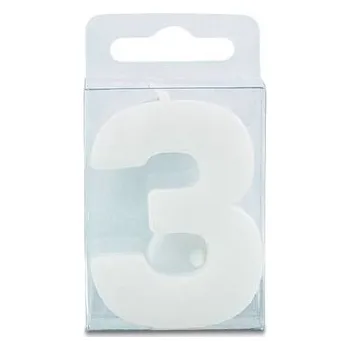 Svíčka Svíčka ve tvaru číslice 3 - mini, bílá - Stadter