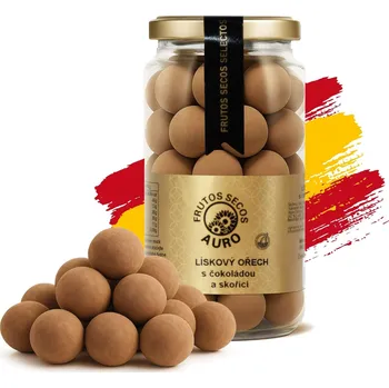 Auro Frutos Secos Lískové ořechy v bílé čokoládě se skořicí (200 g)