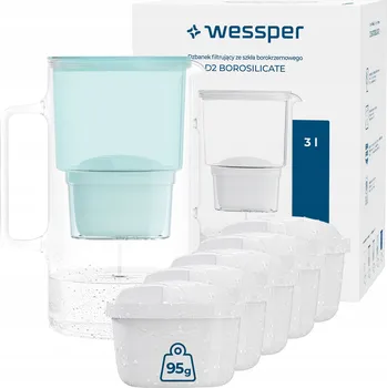 Filtrační konvice Filtrační konvice skleněný Wessper D2 BOROSILICATE 3l mátový + 6x filtr
