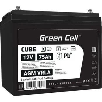 Baterie k notebooku Green Cell Cube AGM VRLA IP54 12V 75Ah bezúdržbová baterie pro obytné vozy, fotovoltaiku, solární panely a lodě