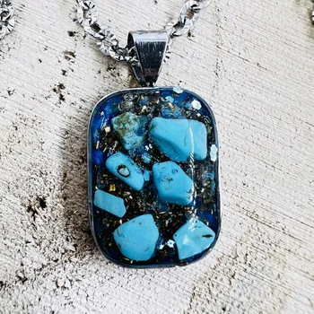 Náhrdelník Orgonitový náhrdelník s modrým tyrkysem pro moudrost, ochranu a komunikaci