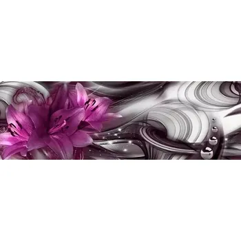 Diamantové malování Diamantové malování - Lilie šedo-fialové + třpytivé kamínky (100x40)