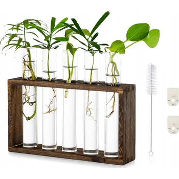 Stojan na květiny STOLEK / STOJAN NA KVĚTINÁČ SKLENĚNÝ DŘEVĚNÝ DEKORACE NA ROSTLINY VYSOKÝ 17,2 CM