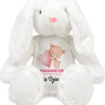 plyšák Králíček Plyšový Mazlíček Přítulníček Bílý MILUJI TĚ POKLADE *JMÉNO* Super Dárek Valentýn