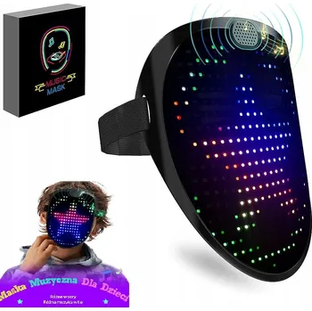 Karnevalová maska LED DIGITÁLNÍ MASKA S HUDBOU 60 VZORŮ HUDEBNÍ MASKA NA PÁRTY A AKCE