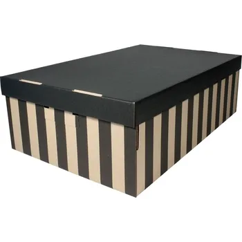 Úložná krabice s víkem 56x37x18cm, 2ks, černá