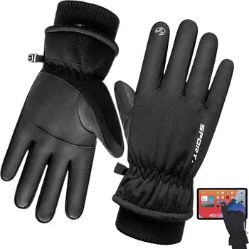 Rukavice TEPLÉ ZIMNÍ LYŽAŘSKÉ RUKAVICE S DOTYKOVOU VRSTVOU VODĚODOLNÉ - ČERNÉ