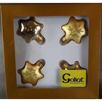 Vánoční dekorace Sada 4 zlatých hvězd vánoční baňky na stromeček