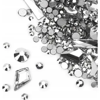 Ozdoby na nechty Molly Nails zirkony stříbrné mix 150 ks