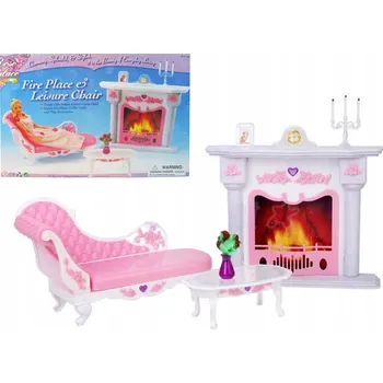 Doplněk pro panenku NÁBYTEK PRO PANENKY OBÝVACÍ POKOJ LENOŠKA KRB STOLEK NA KÁVU HRAČKA PRO DĚTI