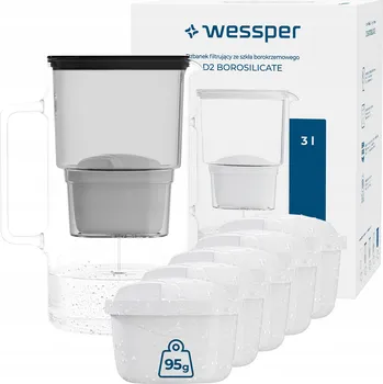 Filtrační konvice Filtrační konvice skleněná Wessper D2 BOROSILICATE 3l černá + 6x filtr
