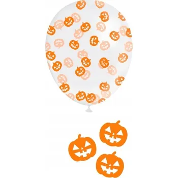 Balónek Průhledné balónky 30 cm s konfetami dýně 10 Ks Halloween