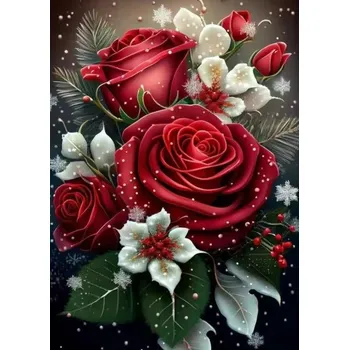 Diamantové malování Diamantové malování - Růžičky v zimě (50x70)