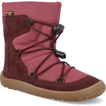Dívčí zimní obuv Barefoot sněhule Froddo - Track Tex Wool Bordeaux vínové Velikost: 29