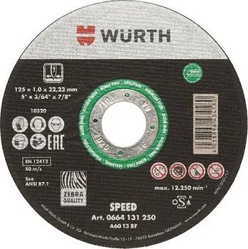 Brusný kotouč WÜRTH Řezný kotouč Speed Plus 125 × 22,2 × 1,6mm