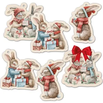 Dárková taška Albi Dárková visačka 6 ks - Vánoční zajíčci