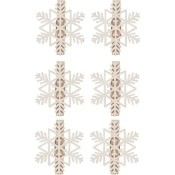 Vánoce Vločky na kolíčku ø 6 cm, 6 ks v sáčku