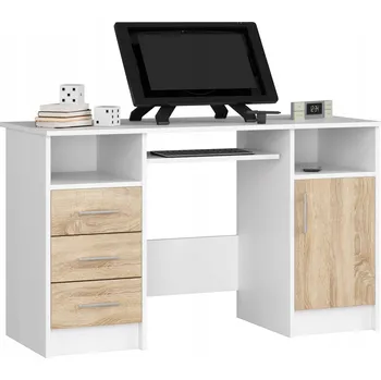 Obdélníkový psací stůl Akord 124 x 52 x 74 cm bílý