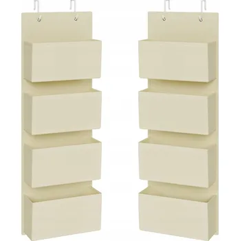 Obraz ZÁVĚSNÝ ORGANIZÉR NA DVEŘE 4 KAPSY BÉŽOVÝ 33X12X100 CM DO KOUPELNY