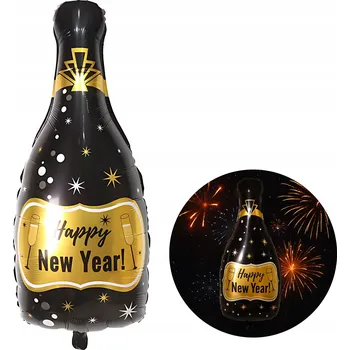Balónek FÓLIOVÝ BALÓN ŠAMPAŇSKÉ ŠŤASTNÝ NOVÝ ROK 2026 SILVESTR 90 CM VELKÝ XXL NOVÝ ROK