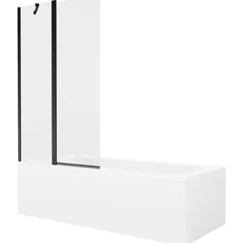 Vanová zástěna MEXEN/S - Vega obdélníková vana 150 x 70 cm s panelem + vanová zástěna 100, transparent, černá 550115070X9410117000