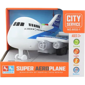 autíčko _Ostatní 1_ Letadlo bílé plastové velké A380 s melodiemi na baterie Světlo Zvuk 98563
