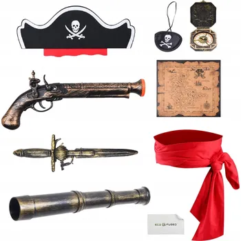Karnevalový kostým Kostým Pirát SADA 8 DÍLŮ PRO PIRÁTA PŘEVLEK univerzální velikost