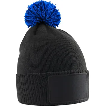 Pracovní přilba Beechfield Čepice s bambulí Snowstar B 443B, pletená, dětská COT53443By2799-black/brigh UNI Černá/modrá královská