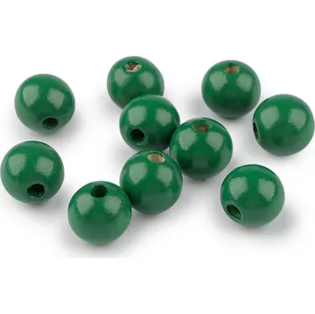 Korálek Dřevěné korálky Ø16 mm, barva 4 zelená