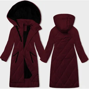 Dlouhá dámská zimní bunda ve vínové bordó barvě (5M3168-1) odstíny červené L (40)