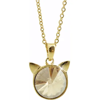 Módní doplněk JSB bijoux s.r.o. Zlatý náhrdelník z bižuterní slitiny malá kočičí hlava s rivoli Swarovski Golden Shadow