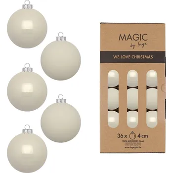 Vánoční dekorace Sada vánočních baněk, krémová bílá, sklo, 36 ks&nbsp;16432P436