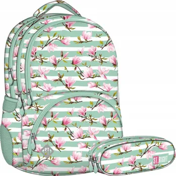 Školní batoh ST.RIGHT ŠKOLNÍ BATOH PRO MLÁDEŽ, PRO DÍVKU, TYRKYSOVÝ, KVĚTINY, PENÁL