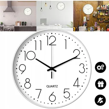 Hodiny Nástěnné hodiny moderní bílé hnědé kulatý 30 cm quartzové