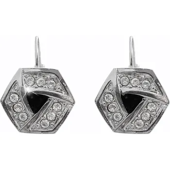 Módní doplněk JSB bijoux s.r.o. Náušnice klapky z bižuterní slitiny smaltovaný šestiúhelník s krystaly Swarovski Jet