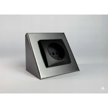 Elektrická zásuvka Gniazdo LPT2 przyblatowe czarne s uzemněním ve čtverci ocel, výbrus ALTORI