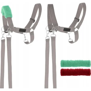 Hobby horsing Skippi Ohlávka pro Hobby Horse – otěže, 2 vyměnitelné kožešinky – šedá
