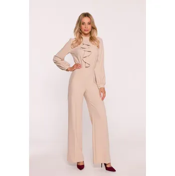 Dámský kostýmek Společenský overal s fiží Stylove S420 béžový EU velikost: XL